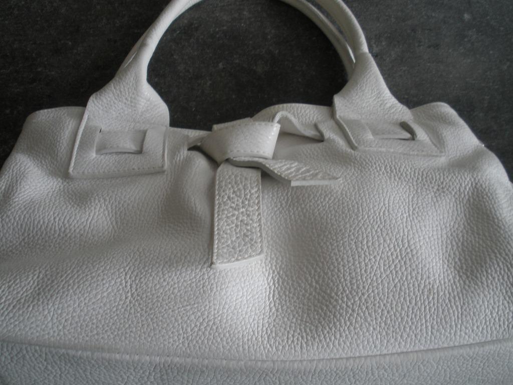 Witte handtas leder /  genuine leather, Ophalen of Verzenden, Gebruikt, Wit, Handtas