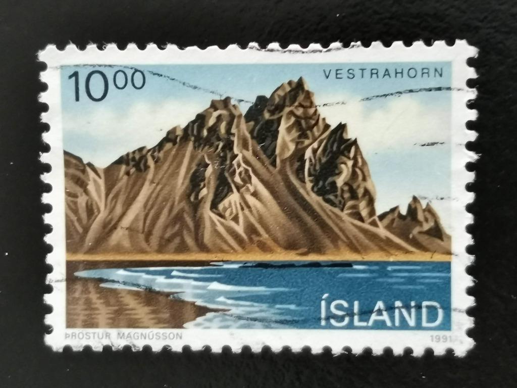 Ijsland 1991 - landschap Vestrahorn, Postzegels en Munten, Postzegels | Europa | Scandinavië, Ophalen of Verzenden, IJsland, Gestempeld