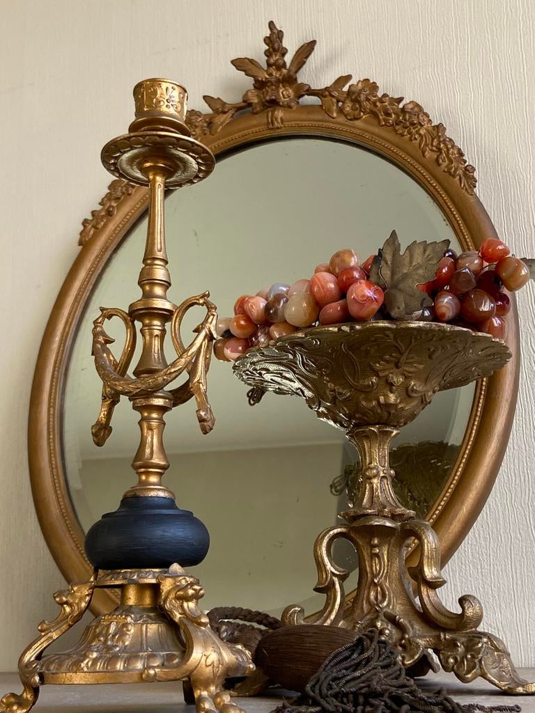Ovale spiegel miroir mirror kuifspiegel wanddecoratie, Antiek en Kunst, Ophalen of Verzenden
