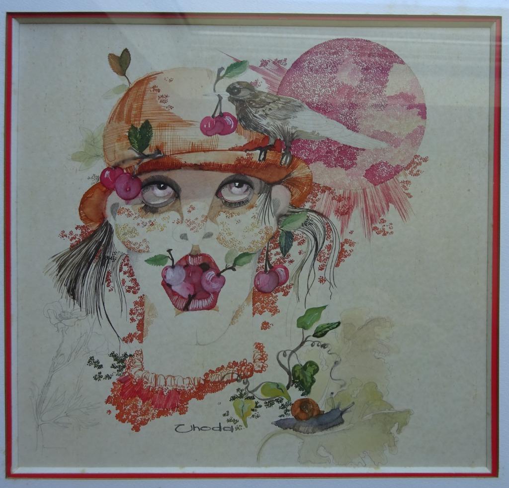 Dominique Uhoda, GT, 24 x 24 cm, Les Cérises, Antiquités & Art, Enlèvement ou Envoi