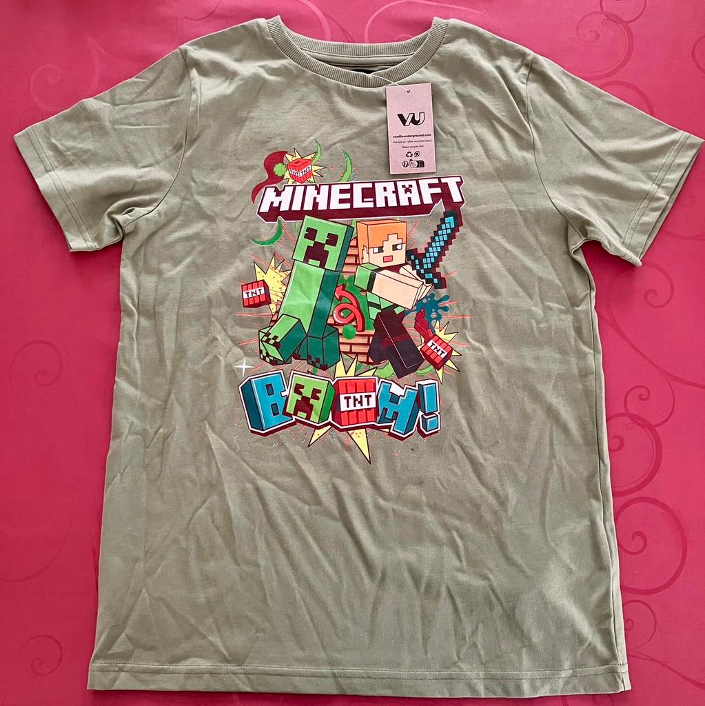 Minecraft T-Shirt groen 10 jaar, Kinderen en Baby's, Ophalen of Verzenden, Nieuw, Jongen of Meisje, Shirt of Longsleeve