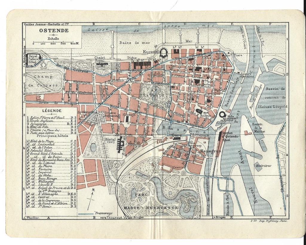 1910 - Oostende stadsplan, Boeken, Atlassen en Landkaarten, Verzenden