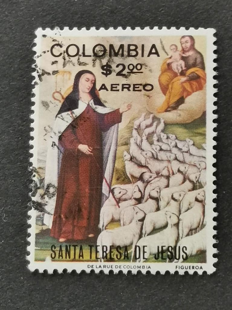 Colombia 1972 - Heilige Thereasa en Baltazar de Figueroa, Postzegels en Munten, Postzegels | Amerika, Ophalen of Verzenden, Gestempeld