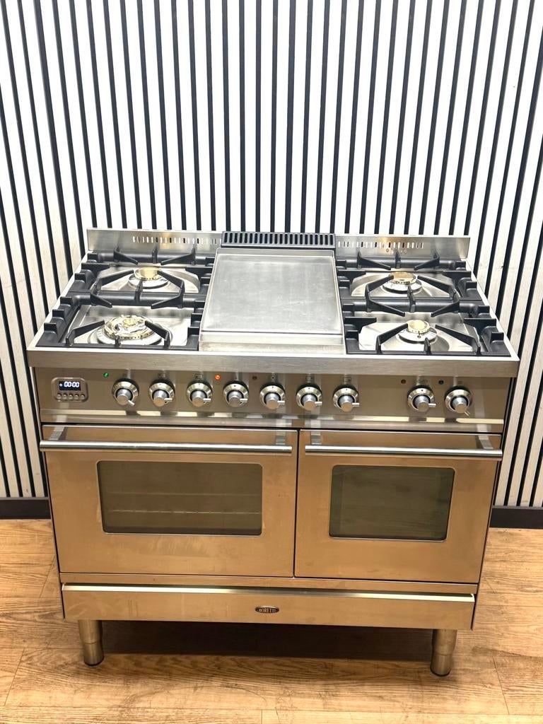 Luxe Boretti 100 cm Gasfornuis met Oven en Magnetron, Four avec gril, Enlèvement ou Envoi, Comme neuf, Air chaud