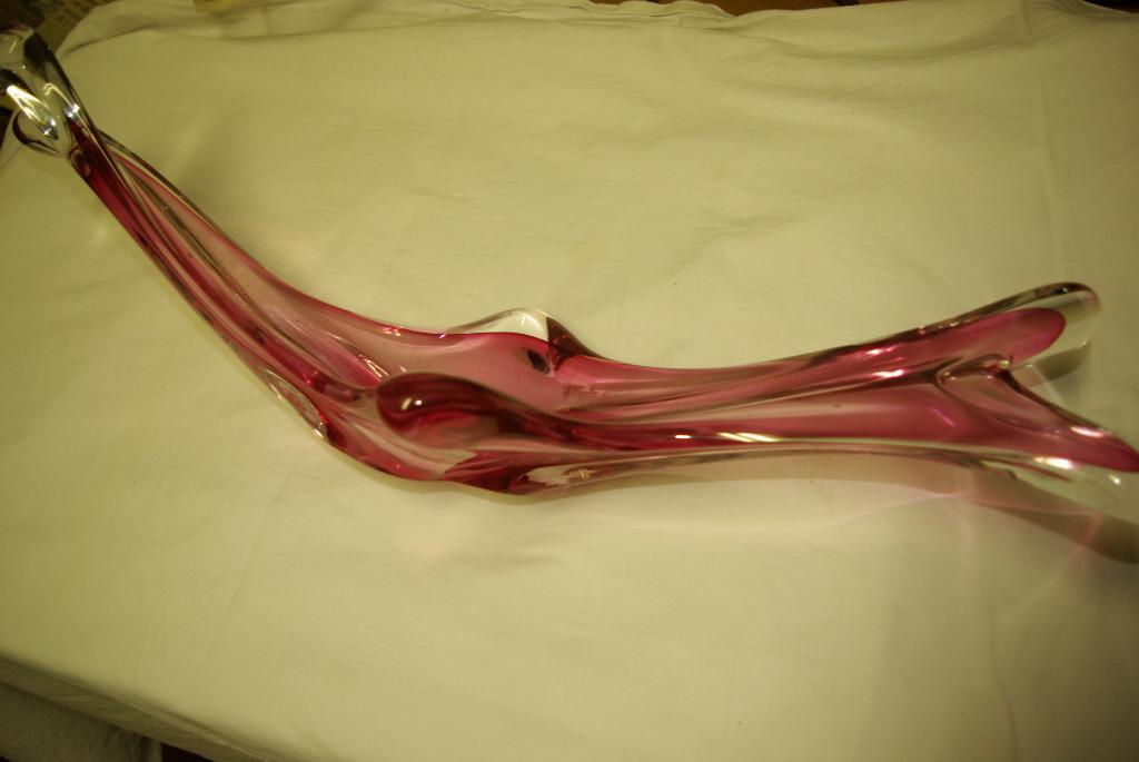 Vase ancien verre bicolore Murano ou belle coupe allongée, Enlèvement ou Envoi