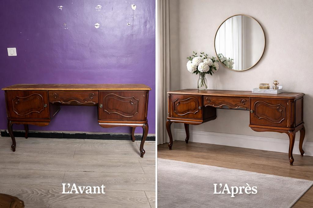 Ancienne coiffeuse style Louis XV en bois massif, Antiquités & Art, Enlèvement