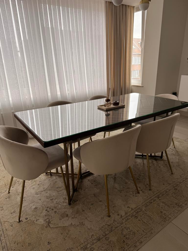 6 chaises LUISA – Westwing – Velours beige, Ophalen of Verzenden, Zo goed als nieuw