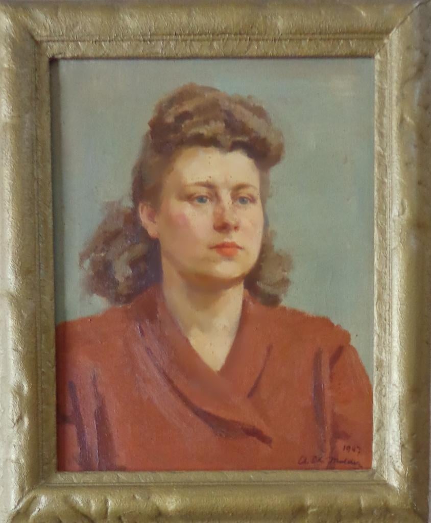 A. DE MULDER / DAMESPORTRET / OLIEVERF / 62x52cm KADER SIG, Enlèvement ou Envoi