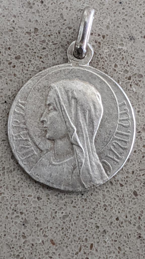 Medaillon Maria Immaculée - verzilverd, rond, Ophalen of Verzenden, Nieuw, Sieraad, Christendom | Katholiek