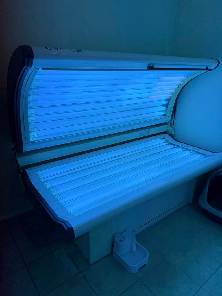 Zonnebank met gezichtsbruiner, Electroménager, Solarium, Banc solaire & Bronzage facial, Enlèvement, Utilisé, Solarium visage