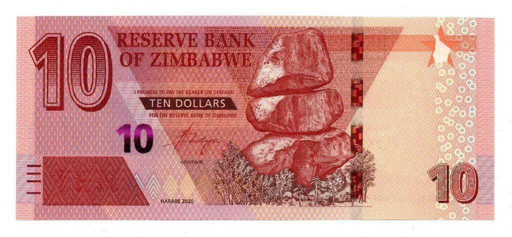 10 DOLLARS 2020     ZIMBABWE    UNC    P103      € 3, Postzegels en Munten, Ophalen of Verzenden, Zimbabwe, Los biljet