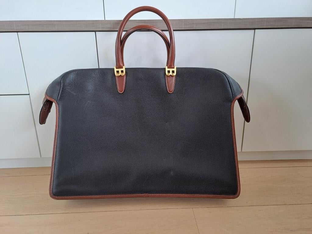 Bally vintage lederen XL aktetas / aktetas, Ophalen, Gebruikt, Zwart, Aktetas of Boekentas
