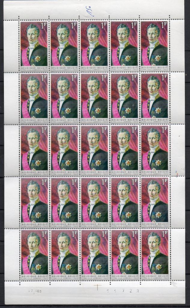 Année 1965 : 1 feuille complète 1351 **  - J.L.J. Lebeau, Ophalen of Verzenden