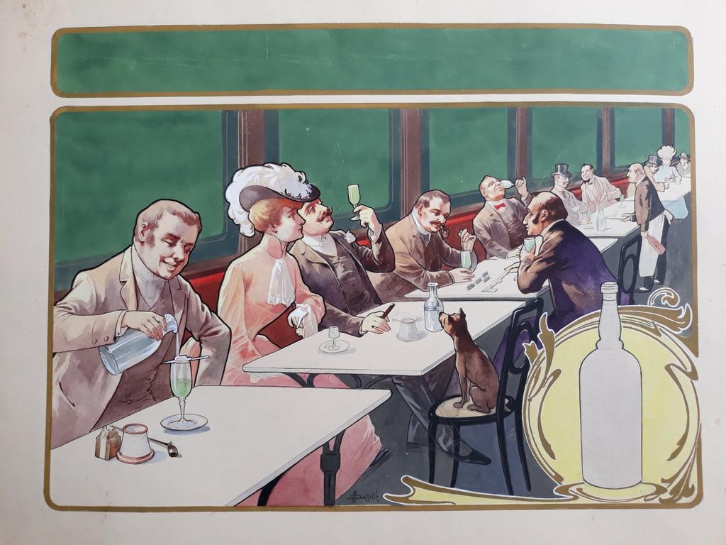 Marcellin Auzolle debut 20ème aquarelle gouache authentique, Ophalen