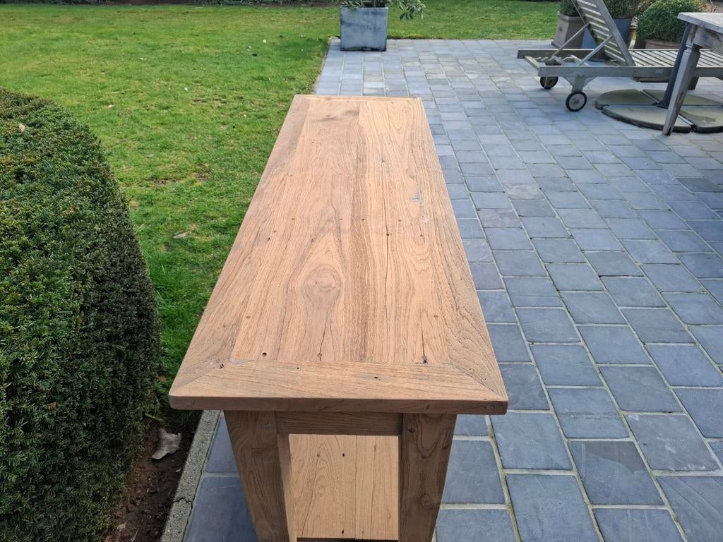 Sidetable uit massieve teak. Geluchtgomd., Ophalen of Verzenden