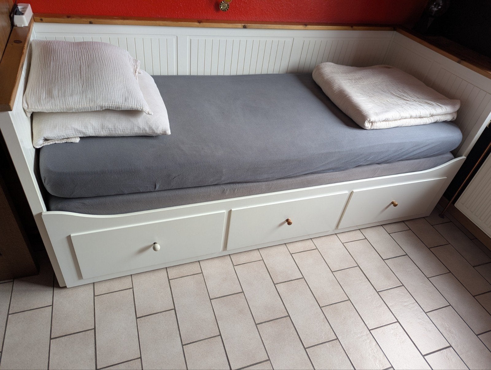 Lit IKEA VISDALEN complet - 3 tiroirs - 2 matelas, 90 cm, Enlèvement, Utilisé, 200 cm