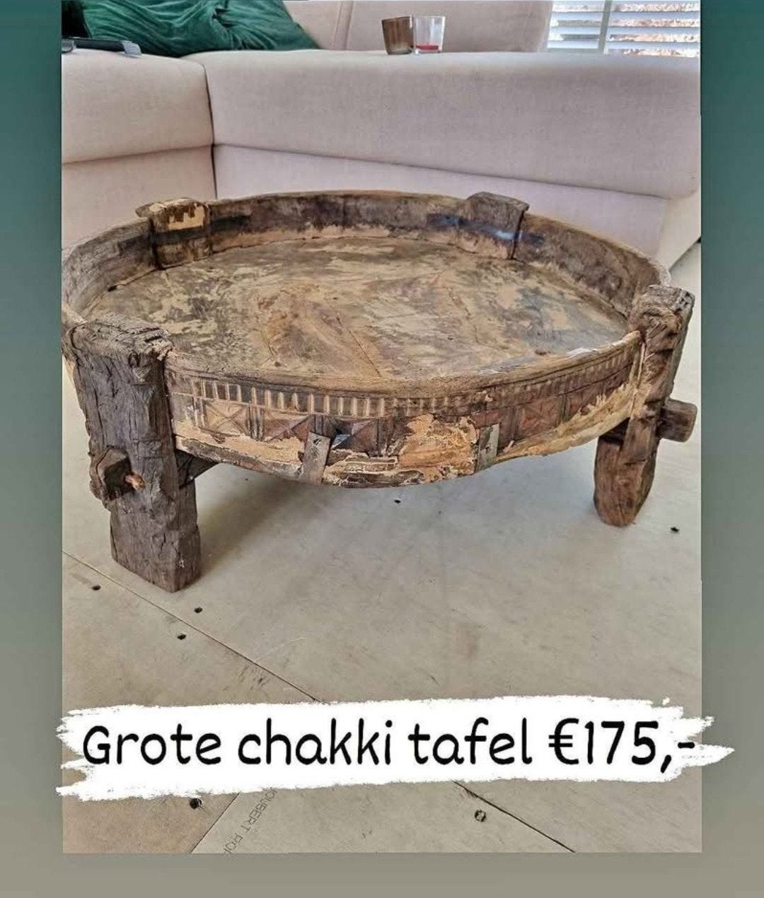 CHAKKI TAFEL **NIEUW**, Maison & Meubles, Accessoires pour la Maison | Plateaux, Neuf, Autres types, Rond, Avec pieds