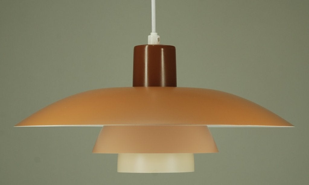 Lampe suspendue Louis Poulsen PH4 vintage des années 1970, Envoi, Brun, Vintage