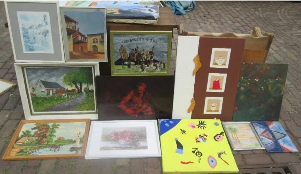 18 Schilderijen van allerlei soorten, Antiek en Kunst, Ophalen of Verzenden, Overige stijlen, Overige technieken, Overige ondergronden