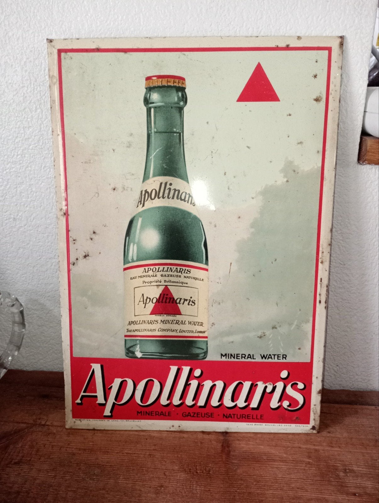 Ancienne pub Apollinaris en tôle 1954, Enlèvement ou Envoi