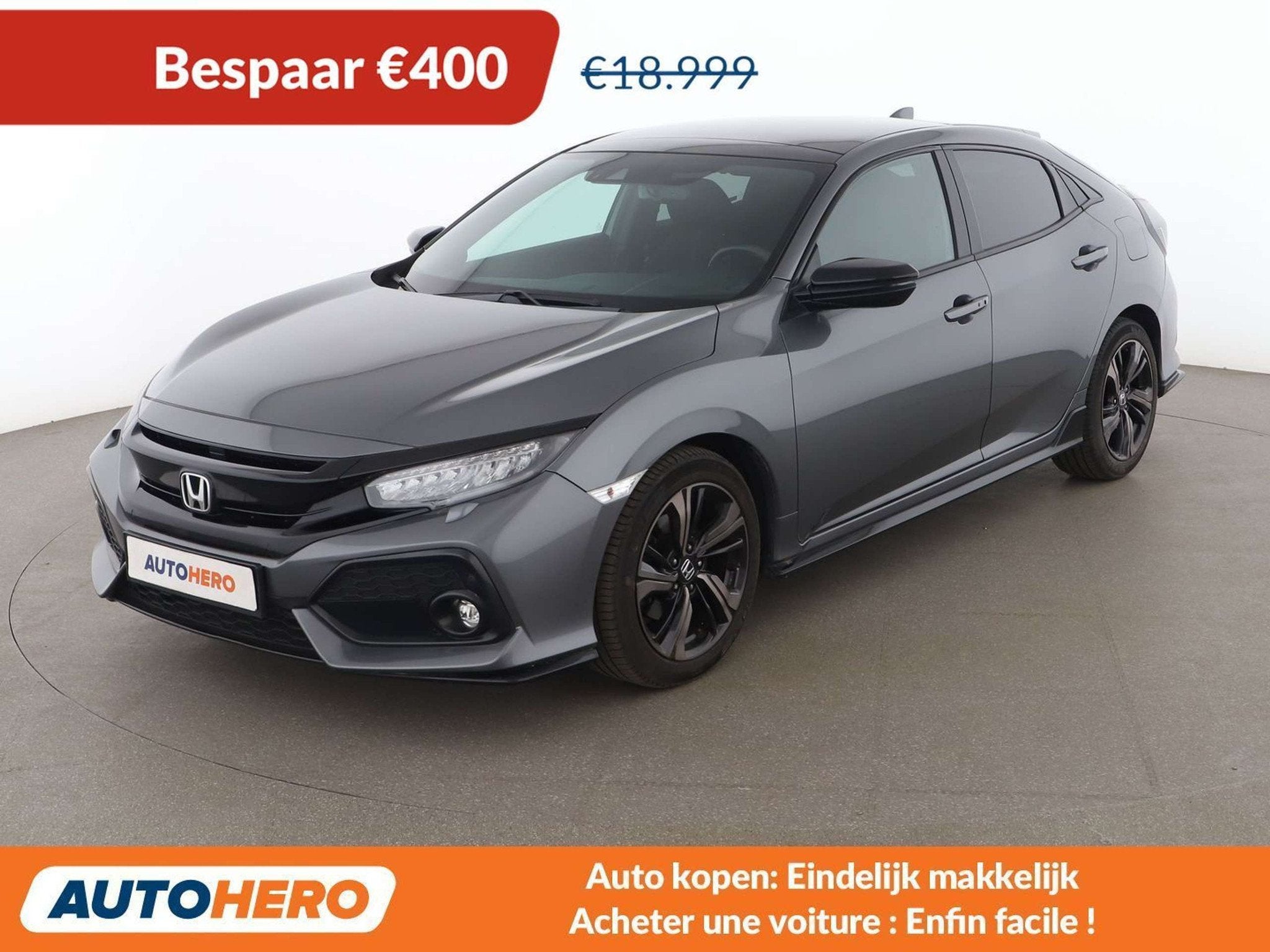 Honda Civic 1.5 VTEC Sport Plus (bj 2017, automaat), 5 deurs, 134 kW, Zilver of Grijs, Civic