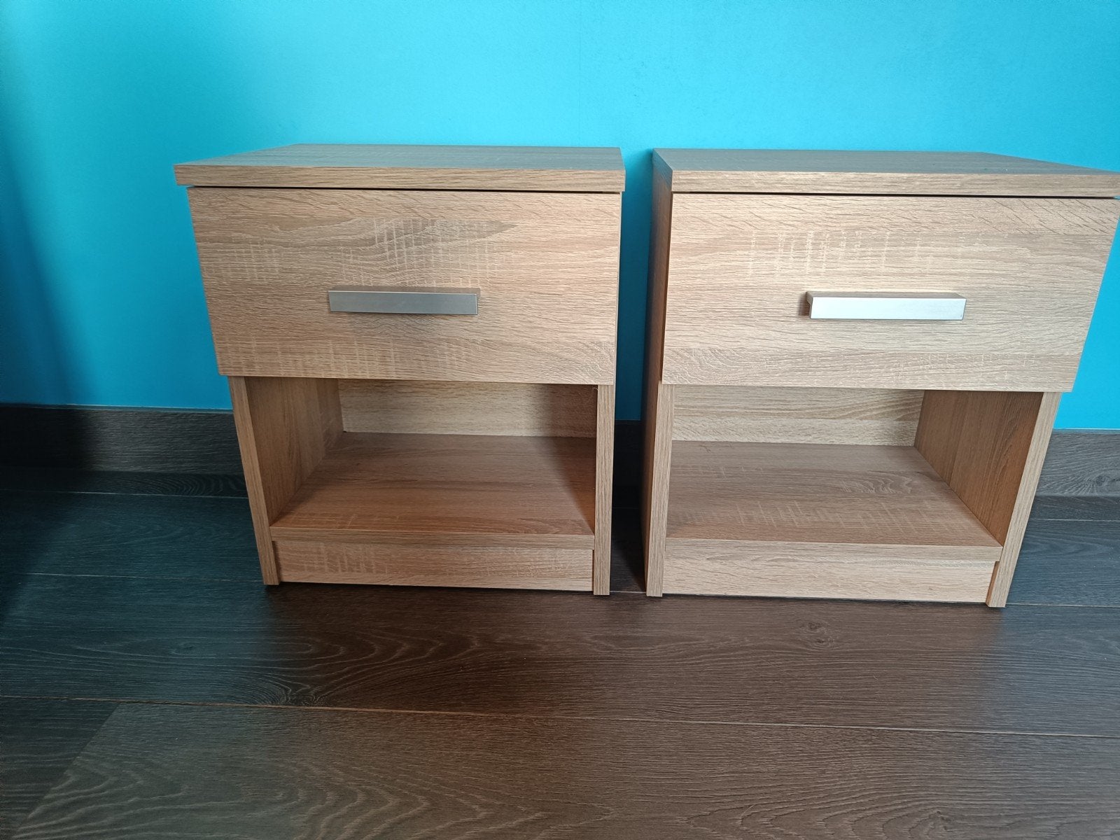 2 nachtkastjes, Ophalen, Minder dan 45 cm, Zo goed als nieuw, Minder dan 55 cm