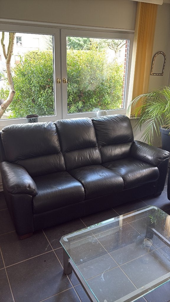 Salon cuir, Huis en Inrichting, Ophalen, Gebruikt, 150 tot 200 cm, Leer