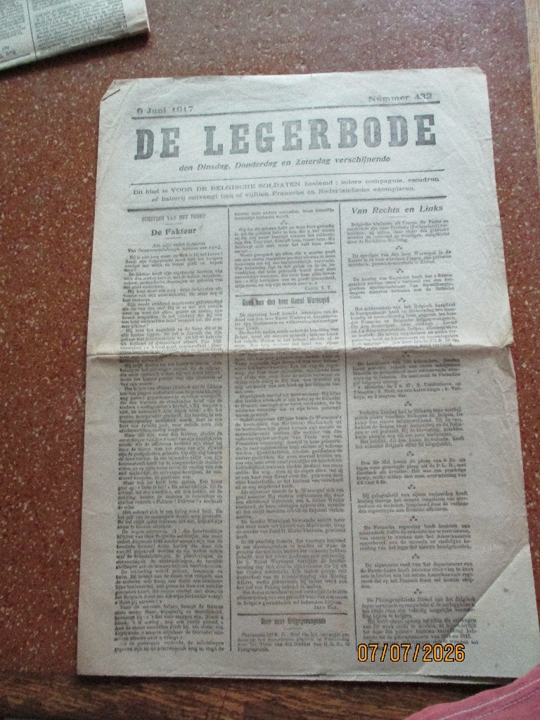 ABBL. Le Messager de l'Armée N 432 1917, Collections, Envoi