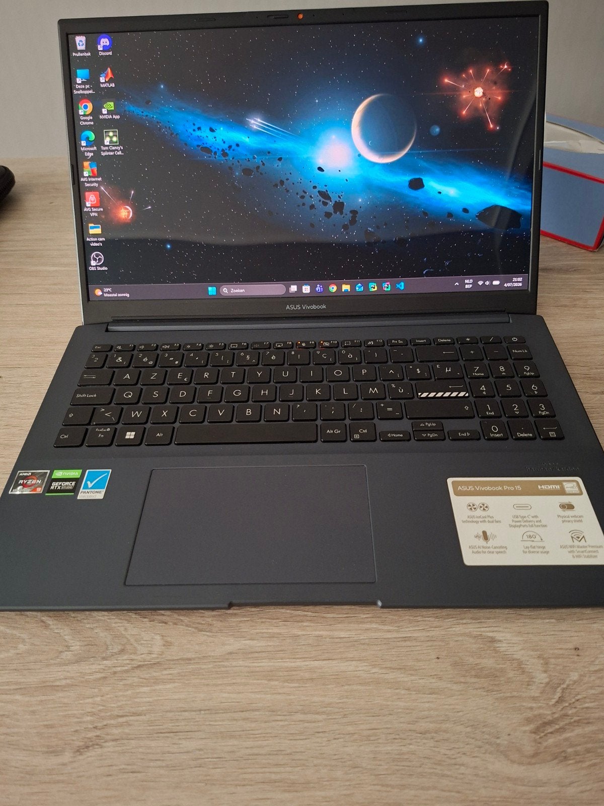 Asus Vivobook Pro 15 (OLED) + oplader, Computers en Software, Windows Laptops, Gebruikt, 16 inch, SSD, 3 tot 4 Ghz, 16 GB, Azerty