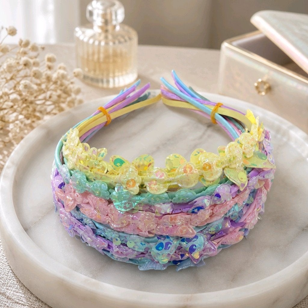 10 serre-têtes fantaisie pailletés pour filles, Handtassen en Accessoires, Armbanden, Nieuw, Kunststof of Plastic, Met strass