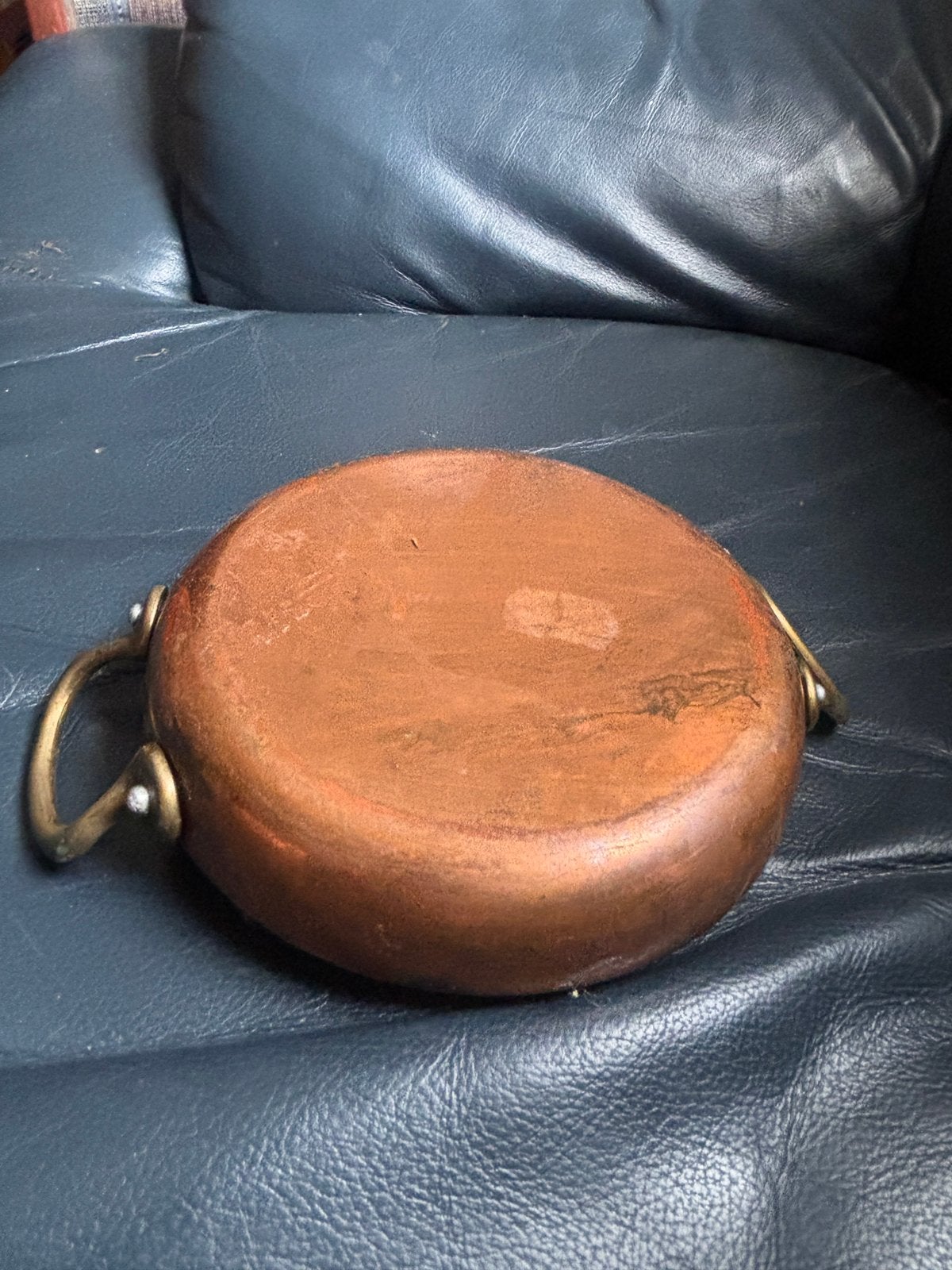 Koperen pan met handvat, Ophalen of Verzenden, Zo goed als nieuw