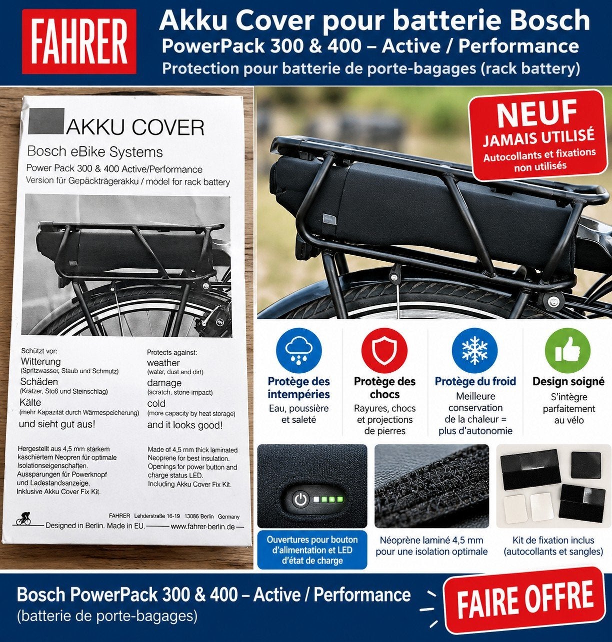 Protection batterie, Vélos & Vélomoteurs, Neuf