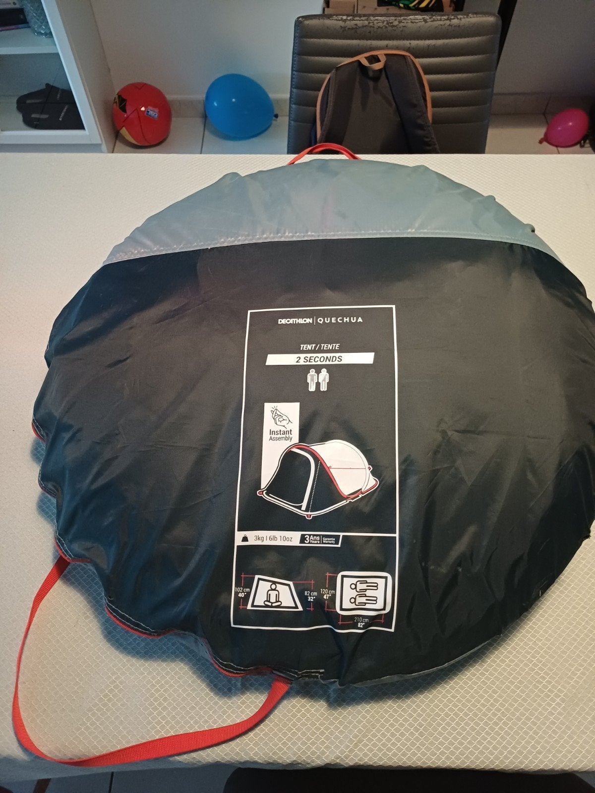 quechua 2 Seconden tent (Decathlon), Caravans en Kamperen, Tenten, Ophalen, Zo goed als nieuw, Tot en met 2