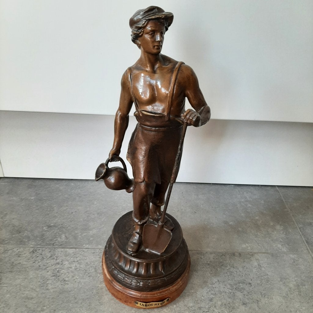 Beeld Laboreur in zamac : 19de eeuw : H 40 cm, Antiek en Kunst, Ophalen of Verzenden