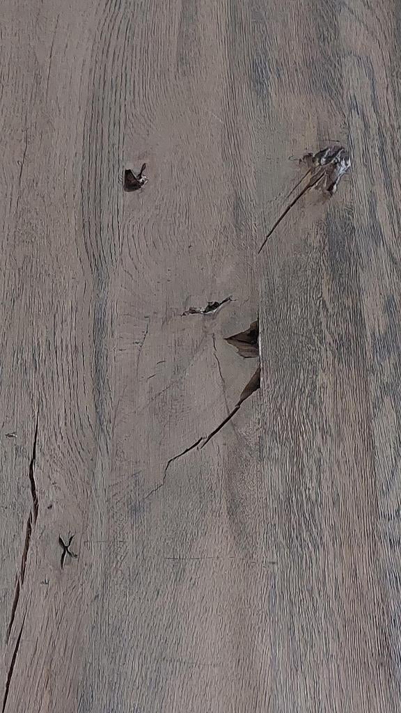 Massief eiken eettafel 240 cm – uniek hout, Enlèvement, Utilisé, 50 à 100 cm, Rectangulaire