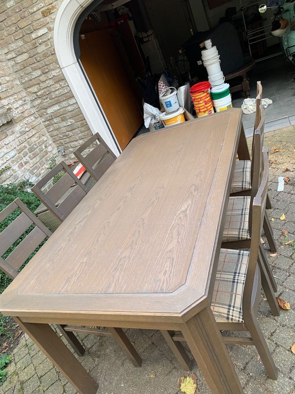 Eetkamer tafel en stoelen, Huis en Inrichting, Ophalen, Gebruikt, 6 tot 8 stoelen