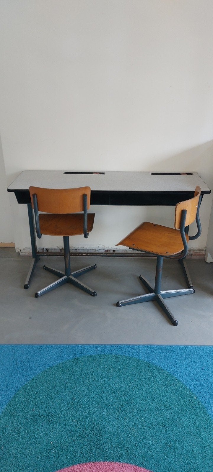 schoolbank met stoelen vintage, Vintage, Ophalen
