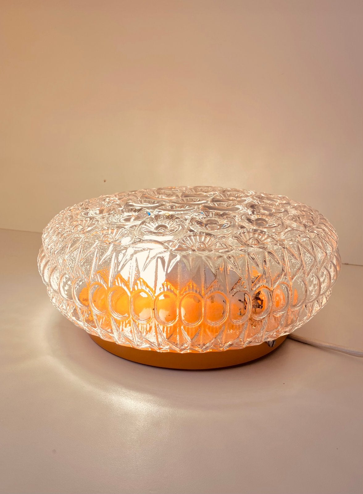 FUNKY 70’s FLOWER PLAFOND / MUURLAMP (Zie Beschr.), Inclusief lichtbron, Jaren 70, 25 cm, Zo goed als nieuw