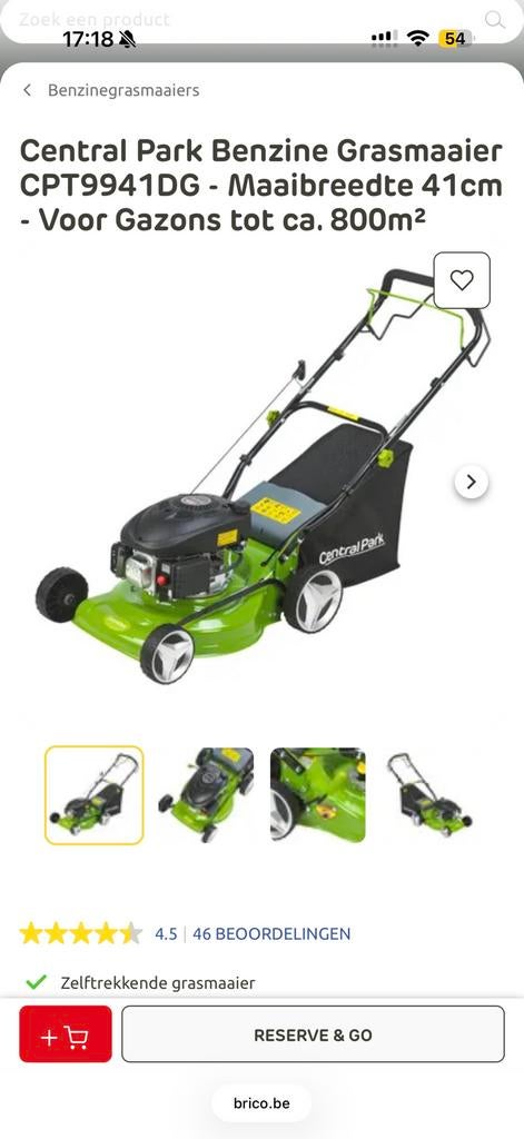 Central Park Benzine Grasmaaier; zo goed als nieuw! Sl, Ophalen, Cirkelmaaier, Nieuw, Benzine-grasmaaier