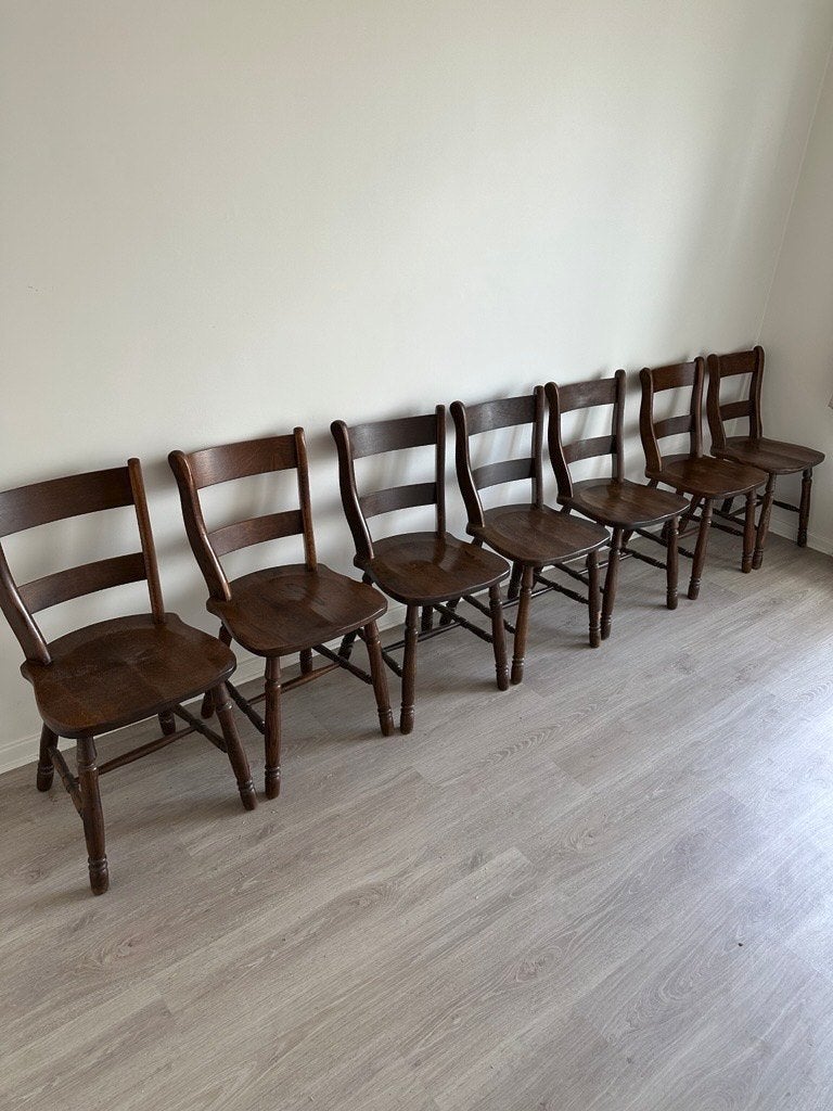 Eiken stoelen (prijs voor geheel = 7 stoelen), Gebruikt, Bruin, Vijf, Zes of meer stoelen, Hout