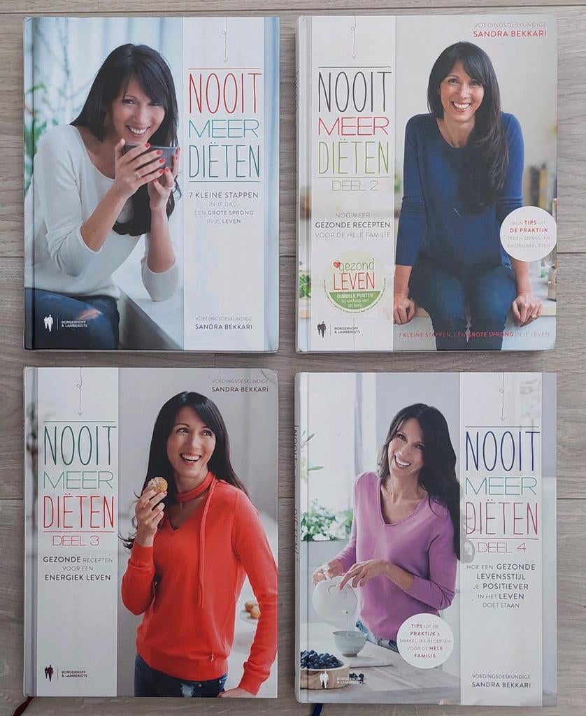 Sandra Bekkari - Nooit meer diëten 1 t.e.m. 4 - prijs voor 4, Boeken, Kookboeken, Ophalen of Verzenden