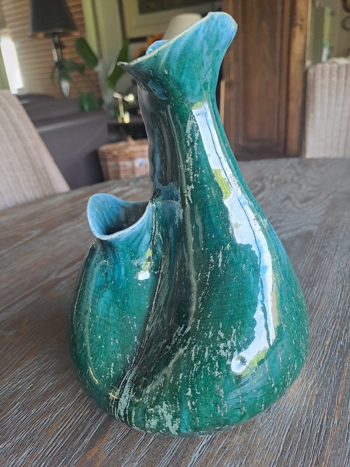 vintage, keramieken vaas, 22cm hgte, Huis en Inrichting, Ophalen of Verzenden, Steen/keramiek, 22 cm