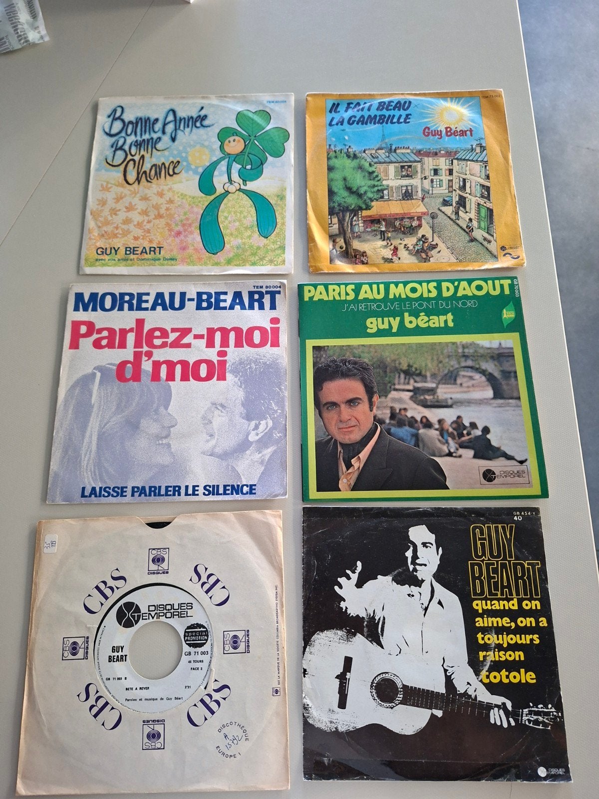 Vinyl - Lot van 6 singels Guy Béart. Vinyl is verzorgd., Ophalen of Verzenden, Gebruikt
