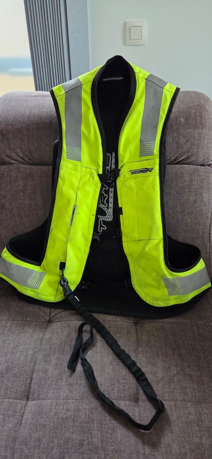 Helite Turtle 2 HI-VIS Motorairbag - Zwart / Geel (L), Ophalen, Overige typen, Dames, Helite