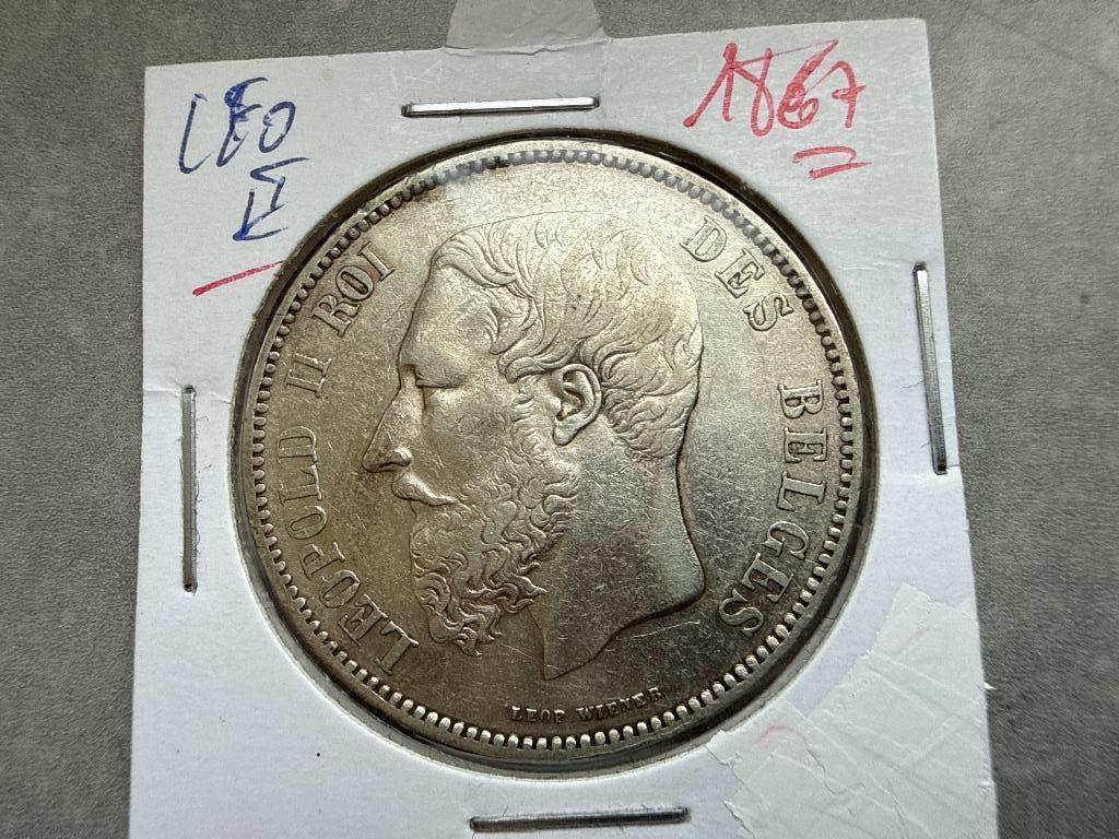 5 Frank Leopold II 1867, Verzenden, Zilver
