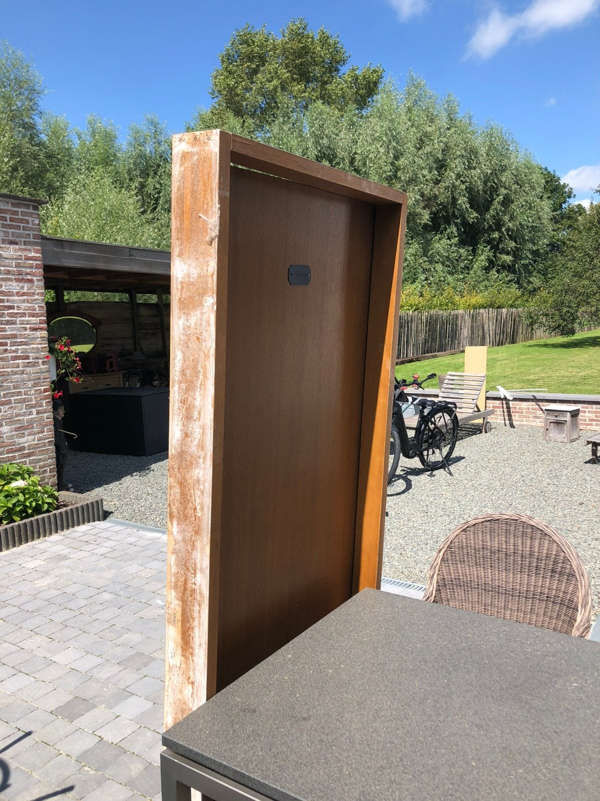 Binnendeuren eik fineer met blokkader, Ophalen, 80 tot 100 cm, 215 cm of meer, Zo goed als nieuw
