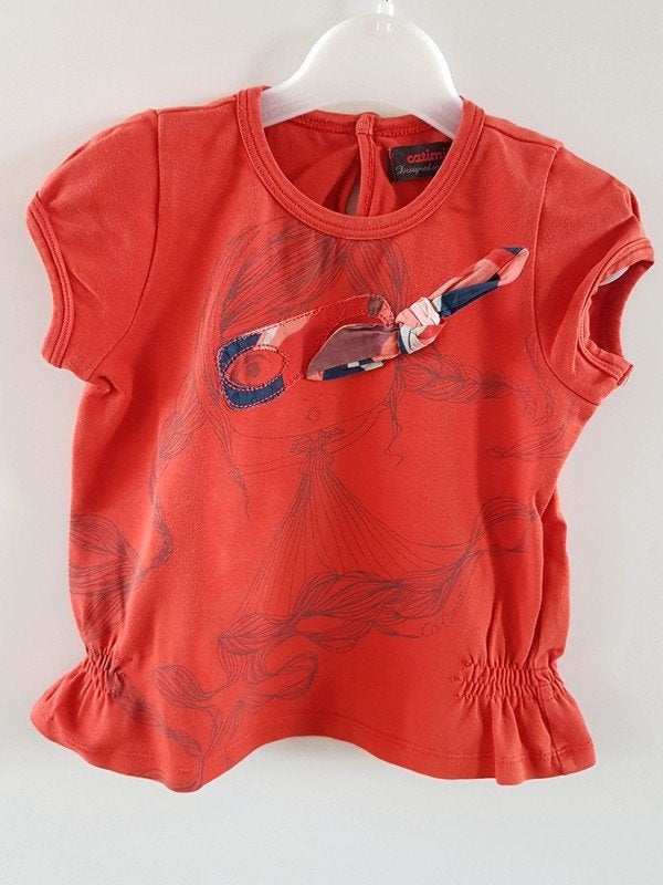 CATIMINI - T-shirt fille masquée - T.2 ans/86cm, Kinderen en Baby's, Babykleding | Maat 86, Gebruikt, Meisje, CATIMINI, Ophalen of Verzenden