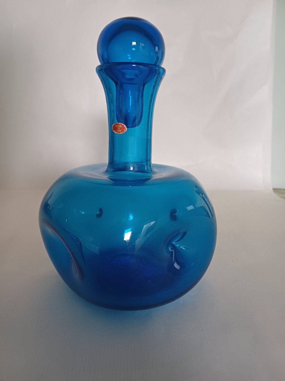 vintage blauwe fles empoli, Huis en Inrichting, Woonaccessoires | Vazen, Handgemaakt, Blauw, Ophalen of Verzenden, Glas