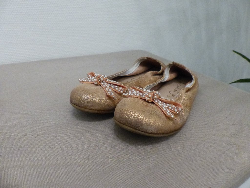 Eli goudkleurige lederen ballerina's - maat 27, Meisje, Schoenen, Ophalen of Verzenden, Zo goed als nieuw