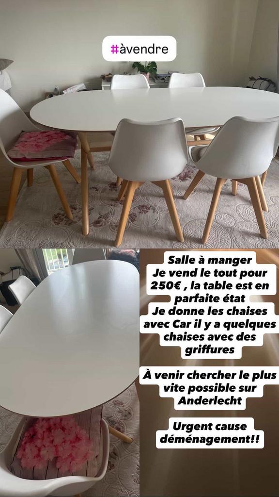 Table à manger + 6 chaises à vendre — bon état, Maison & Meubles, Enlèvement, Comme neuf, 4 à 6 chaises